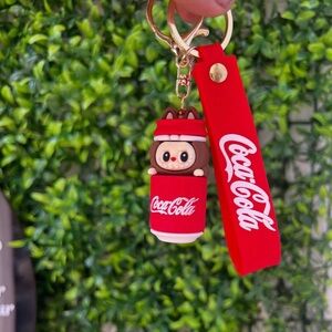 Labubu x Coca-Cola Keychain- Kawaii Cartoon Vinyl Figure - Cute Bag Charm